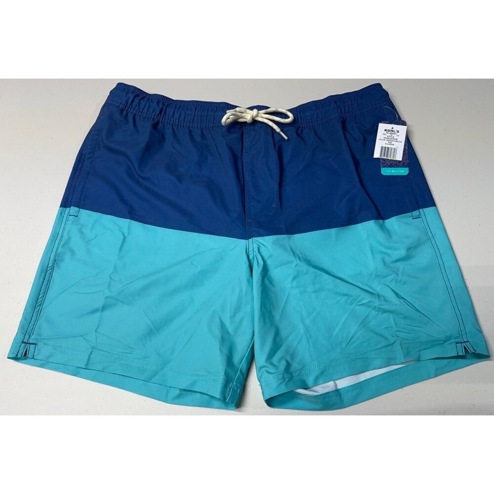 Trinity Coast Mens Swim Trunks XL Blue & Aqua Colorblock Design